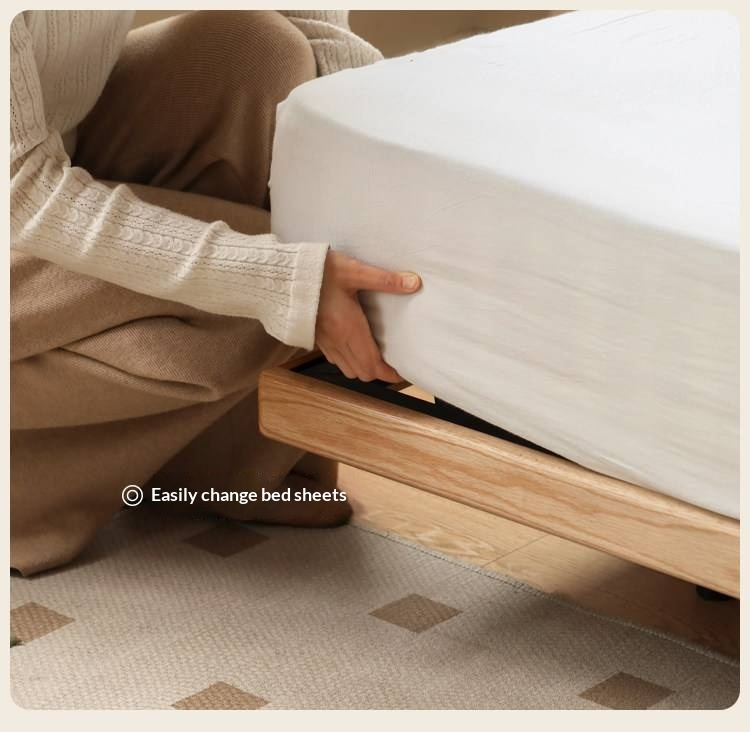 Oak Solid Wood Bed — Simple Floating Bed Design