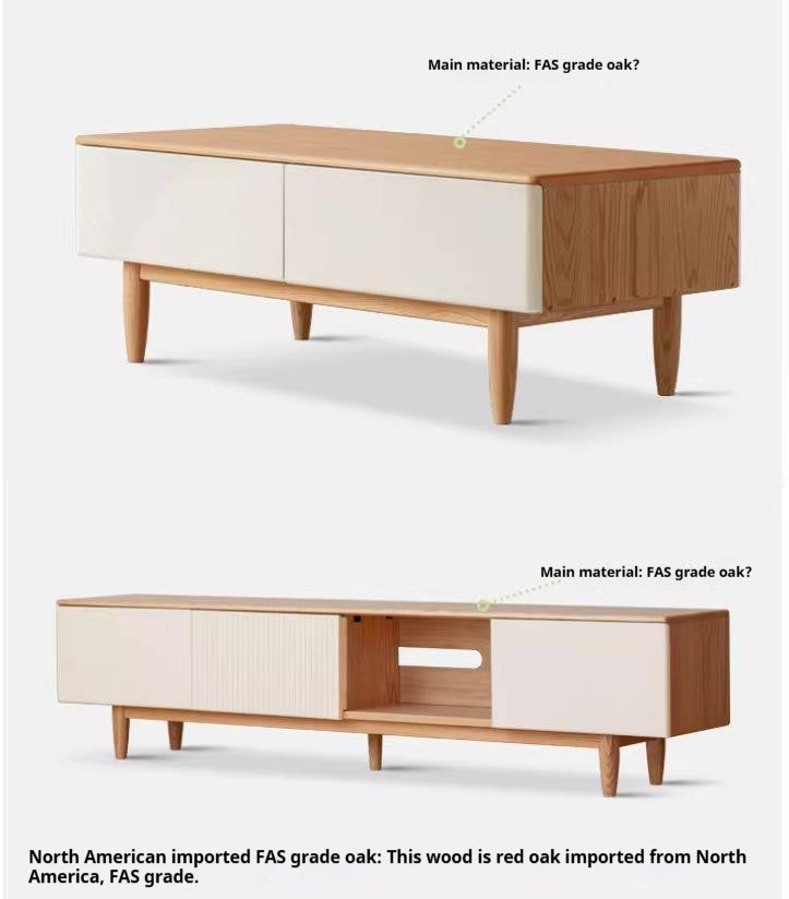 Oak Solid Wood Modern Storage TV Cabinet.