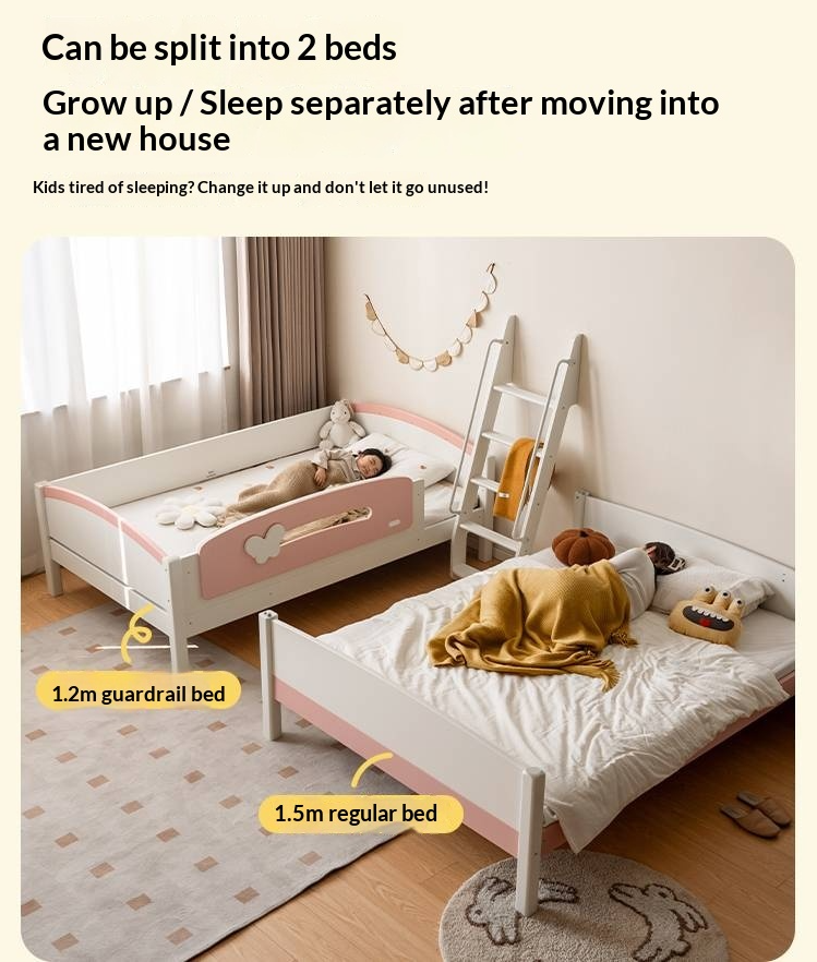 Rubberwood Solid Wood Children's Princess Storage Bunk Bed