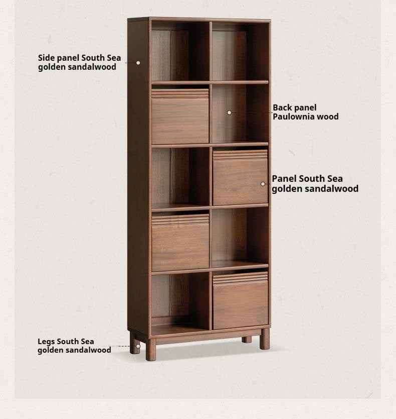 Sandalwood Solid Wood Light Luxury Style Bookshelf