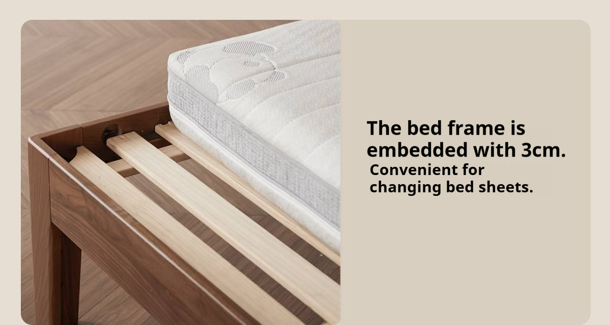 Black Walnut Solid Wood Modern Double Bed
