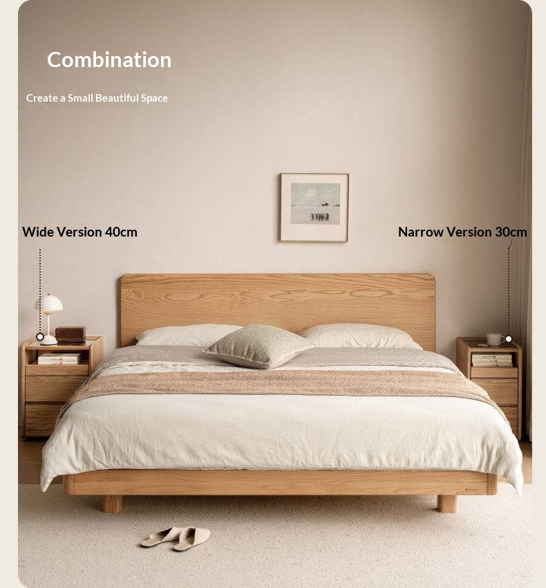 Ash Solid Wood Nightstand With Glass Top