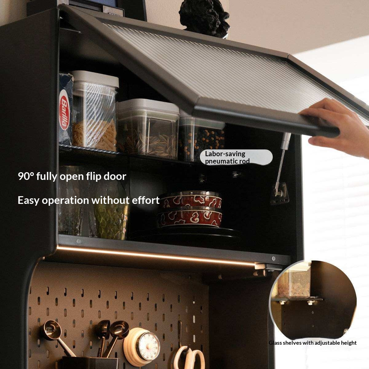 Solid RubberWood Minimalist Style Sideboard with Storage Cabinet