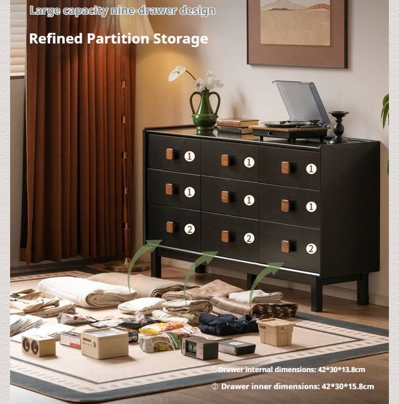 Rubberwood Solid Wood Antique-Style Bedroom Drawer cabinet