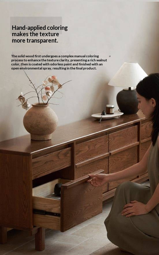 Ash Solid Wood Wabi-sabi Style TV Cabinet