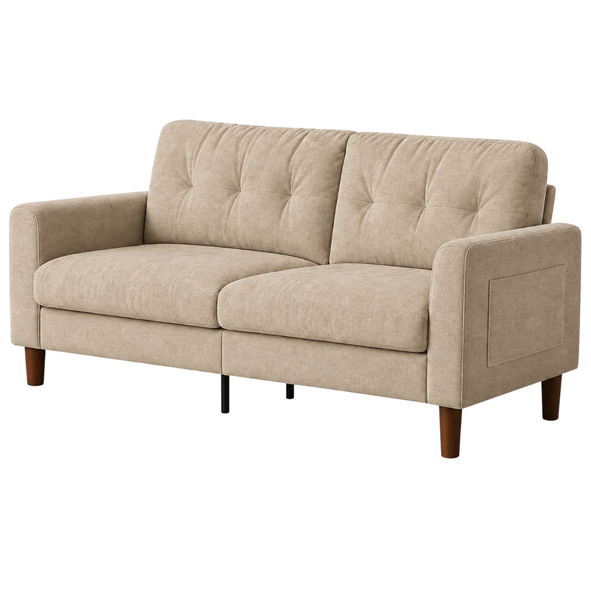 Track Arm Tufted Sofa with Side Pocket Storage
