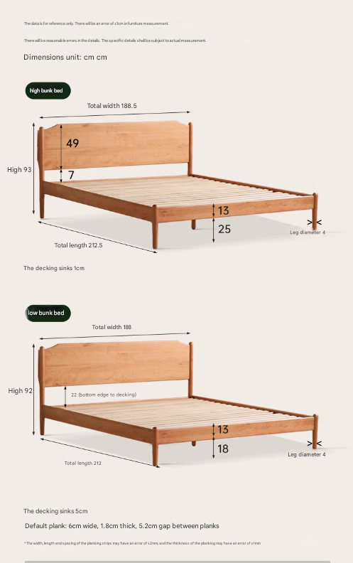 Cherry solid wood Bed