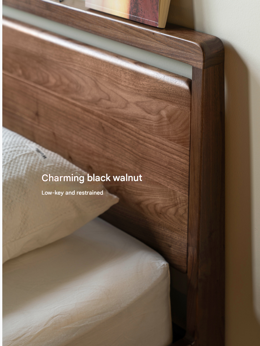 Black walnut solid wood bed