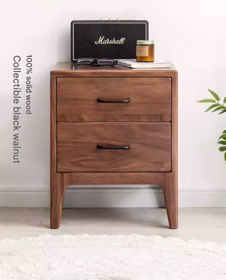 Black Walnut Solid Wood Modern Nightstand