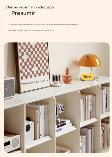 Solid Rubberwood Cream Style Bookcase.