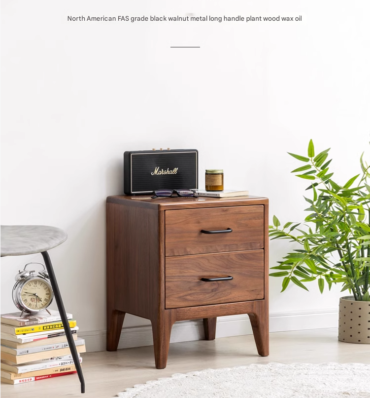 Black Walnut Solid Wood Modern Nightstand