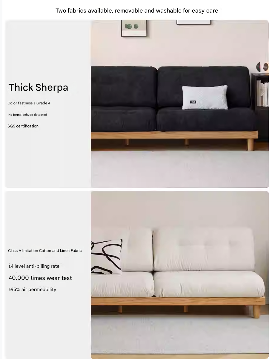 Oak Solid Wood  fabric detachable washable sofa