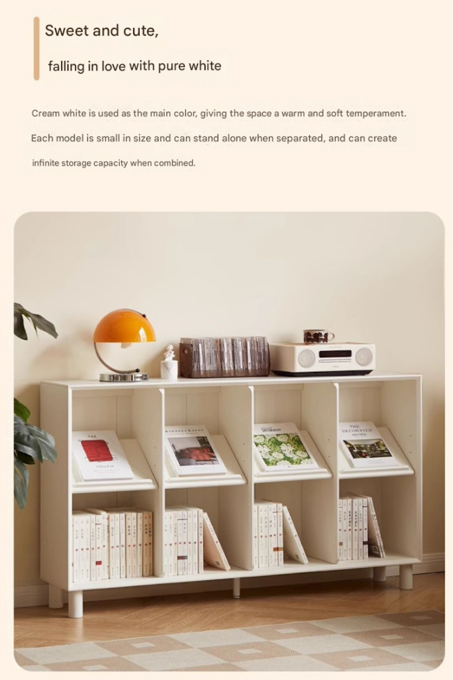 Solid Rubberwood Cream Style Bookcase.