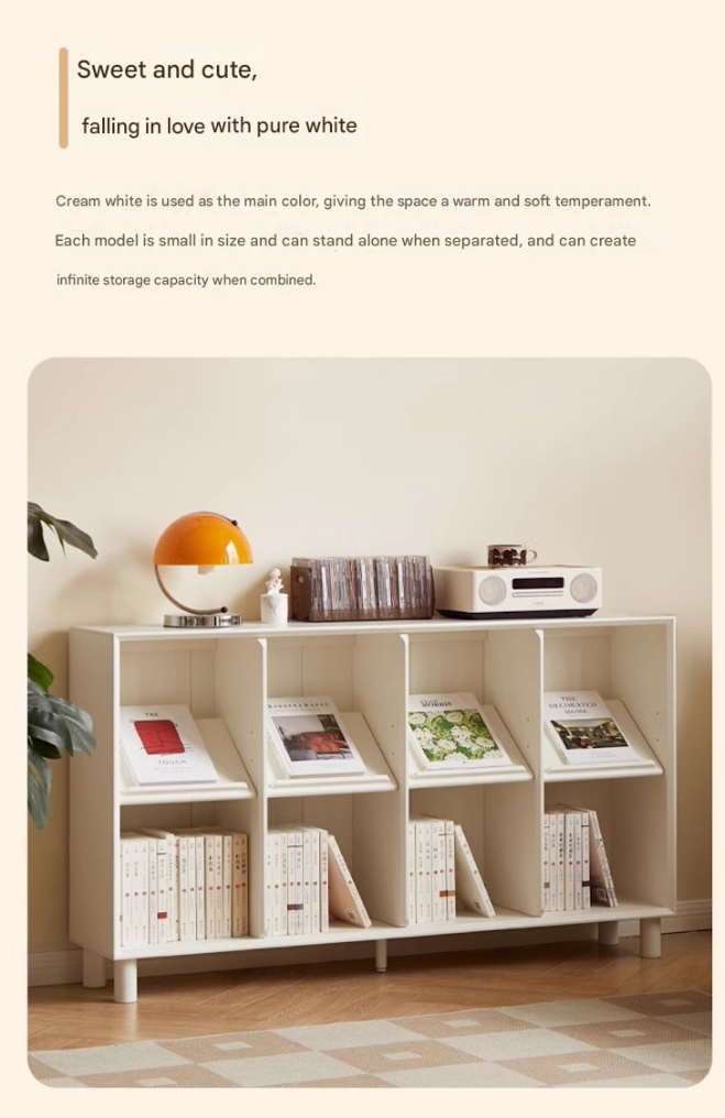 Solid Rubberwood Cream Style Bookcase.