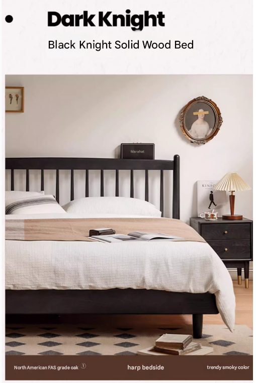 Oak solid wood Vintage smoky color Windsor Bed