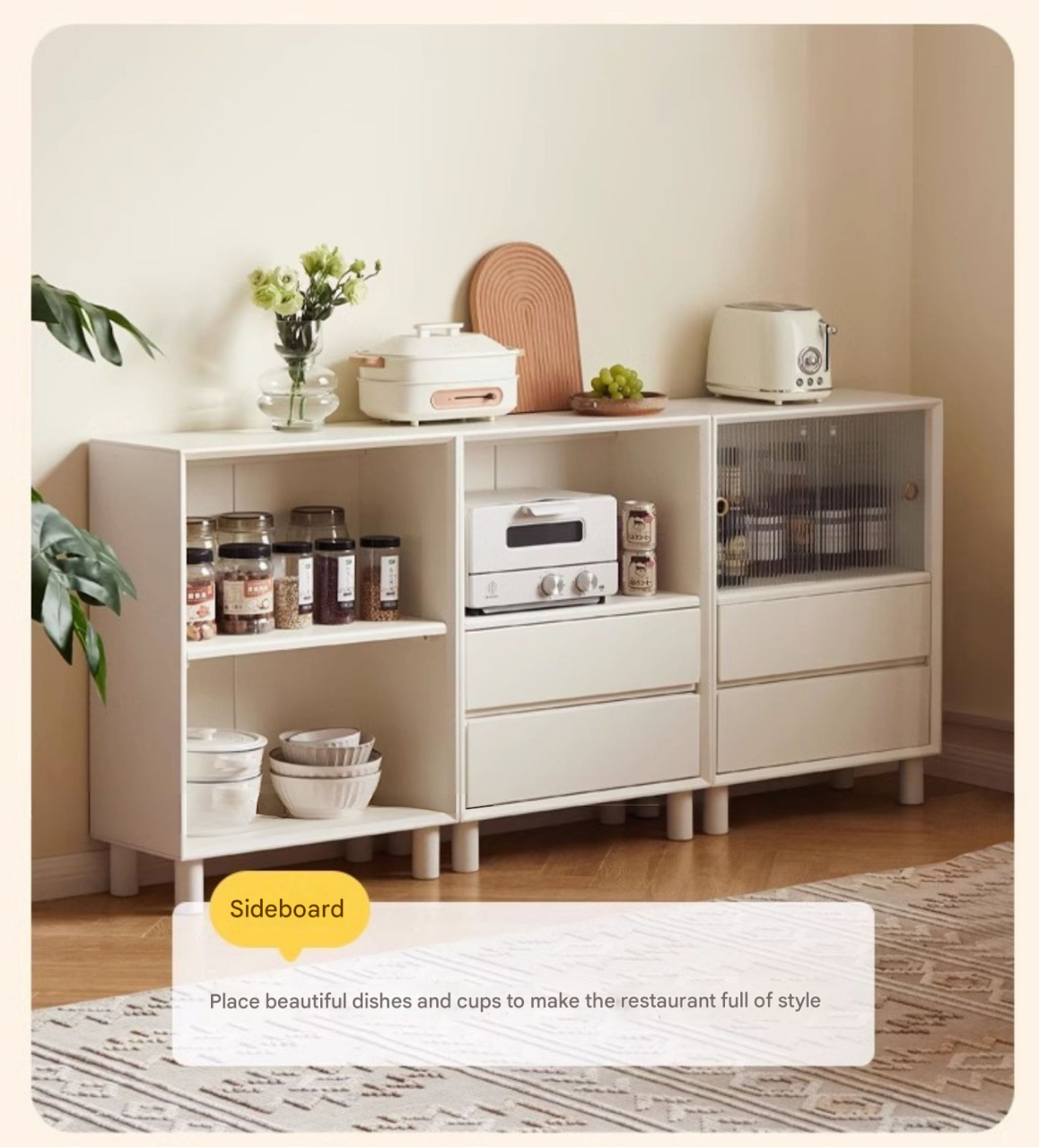 Solid Rubberwood Cream Style Bookcase.