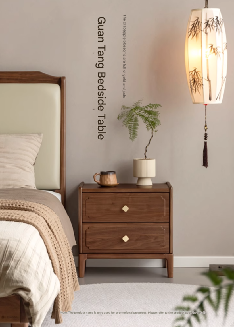 Black Walnut, Oak Solid Wood Nightstand