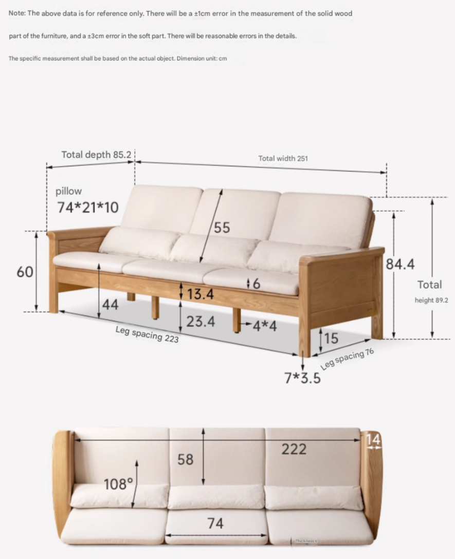 Ash Solid Wood Dual-purpose Fabric Sofa