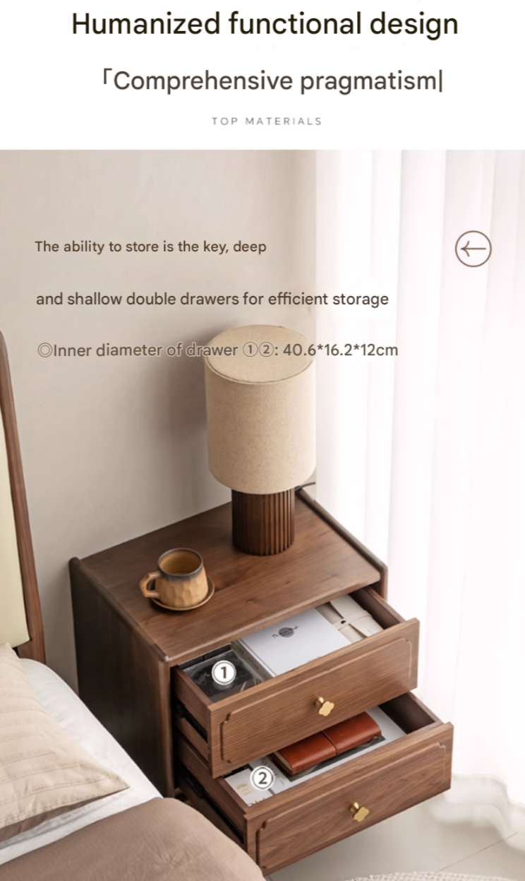 Black Walnut, Oak Solid Wood Nightstand