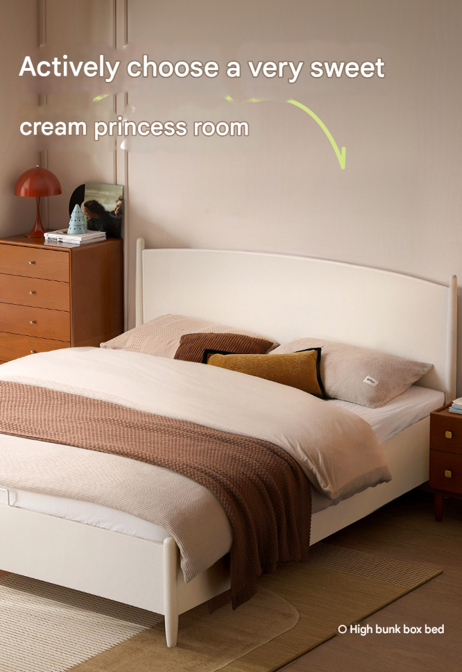 Rubber Wood, Oak Solid Wood French Style Box Bed