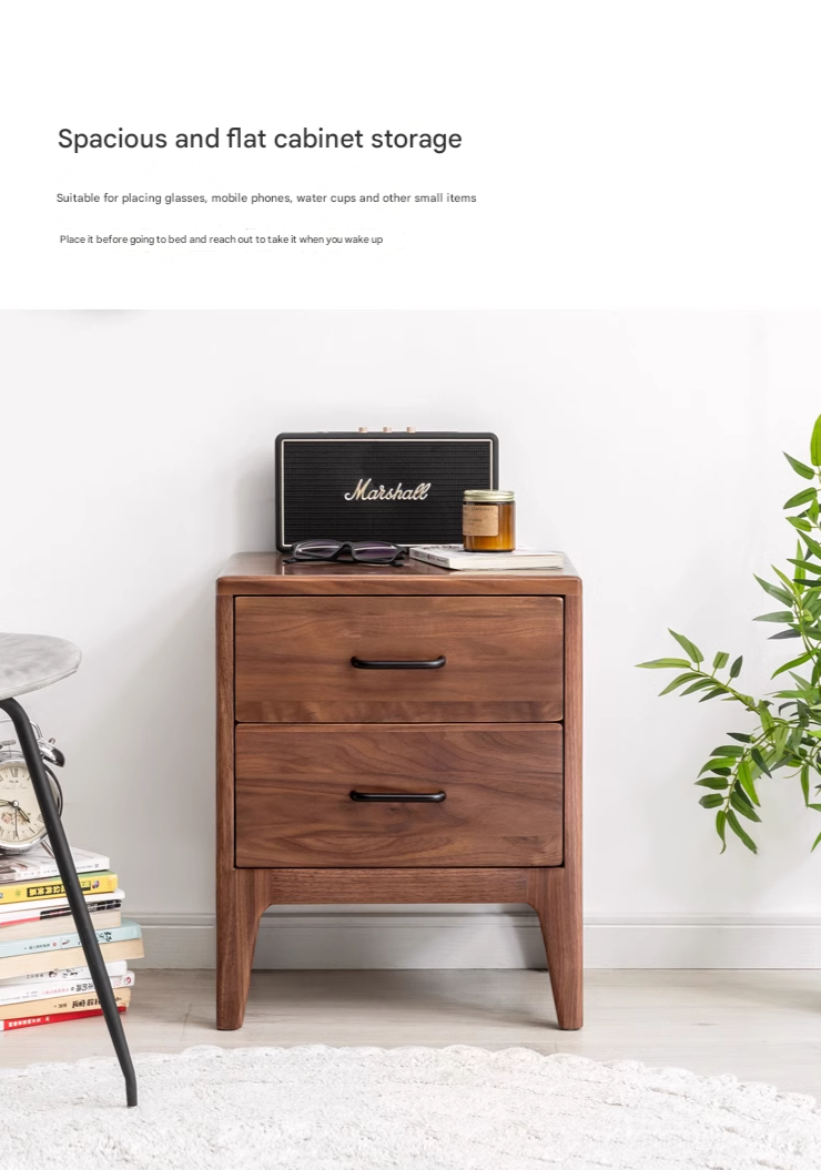 Black Walnut Solid Wood Modern Nightstand