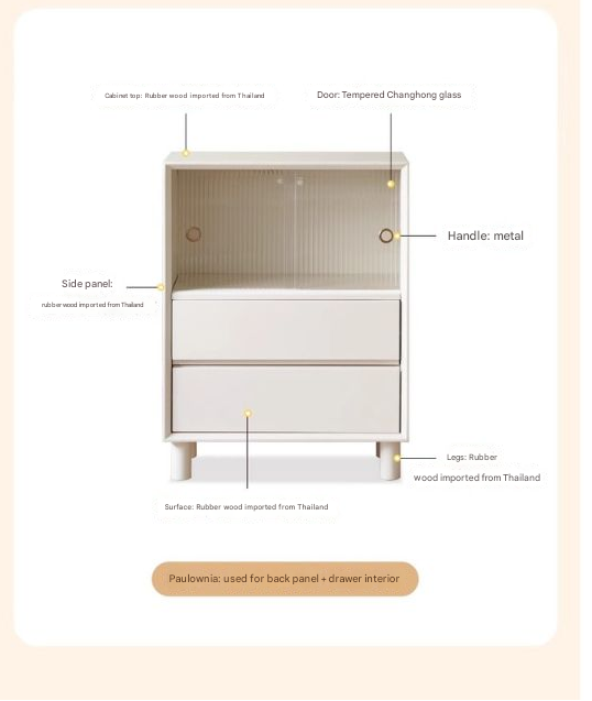 Solid Rubberwood Cream Style Bookcase.