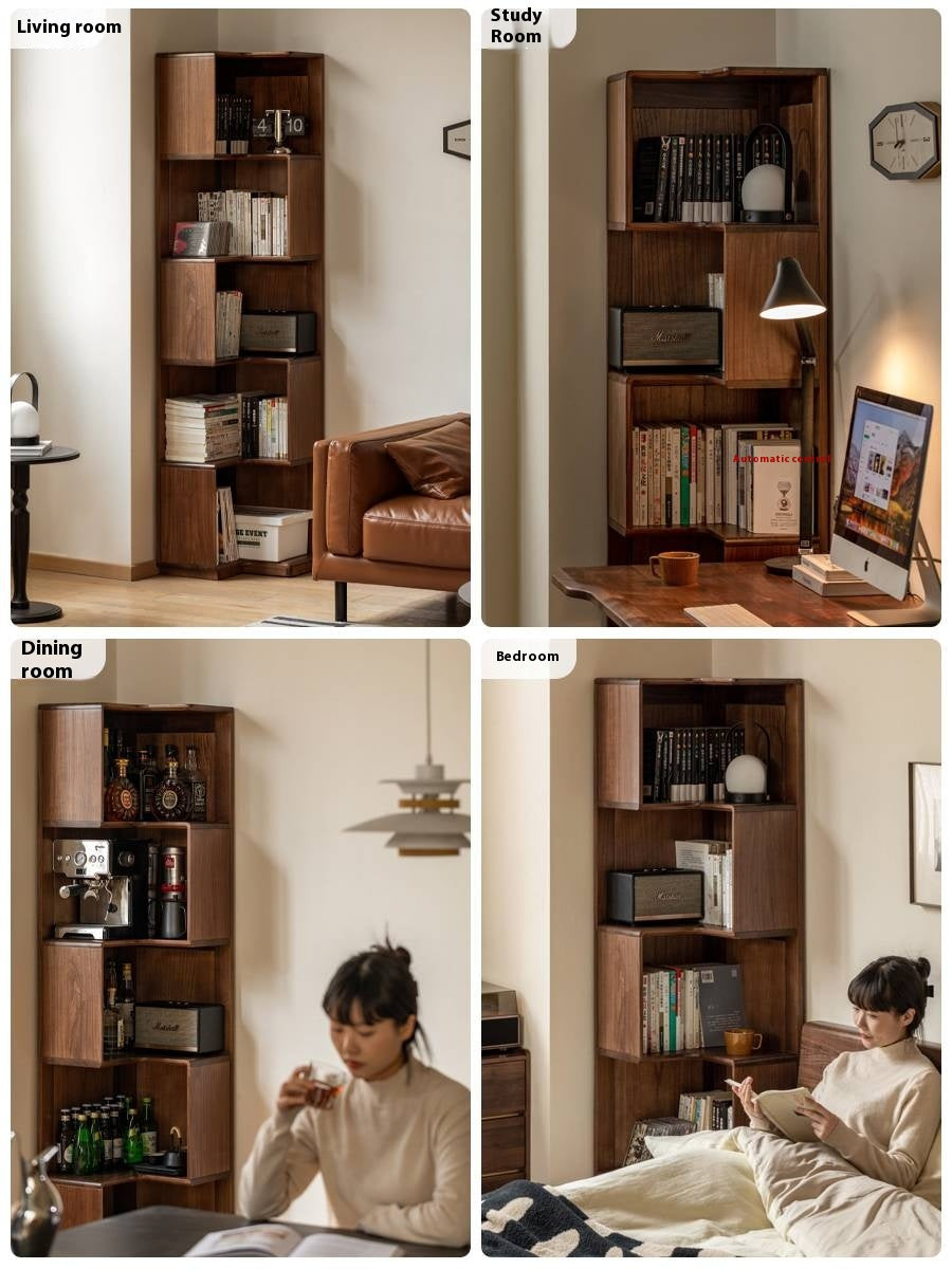 Black Walnut Solid Wood Corner Storage Cabinet