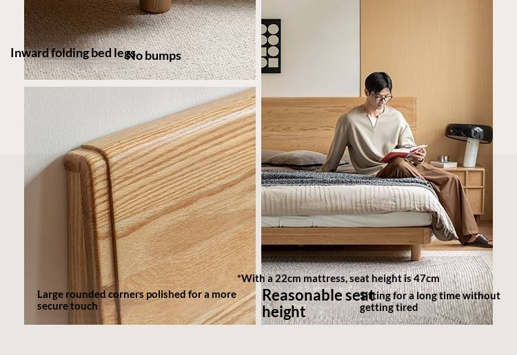 Oak Solid Wood Bed Modern Minimalist Large Bed