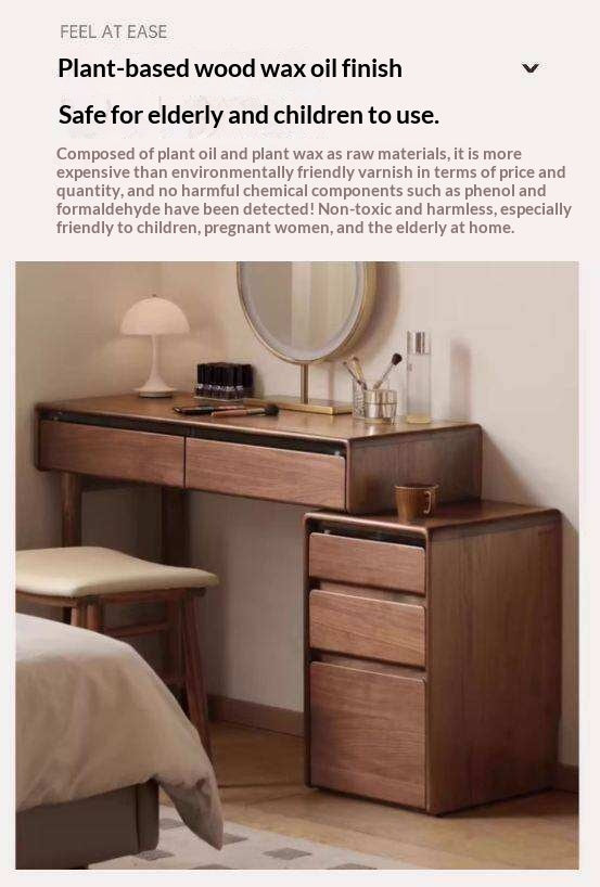 Black Walnut, Oak, Ash, Solid Longan Hardwood, Sandalwood Solid Wood Retractable Vanity Table.