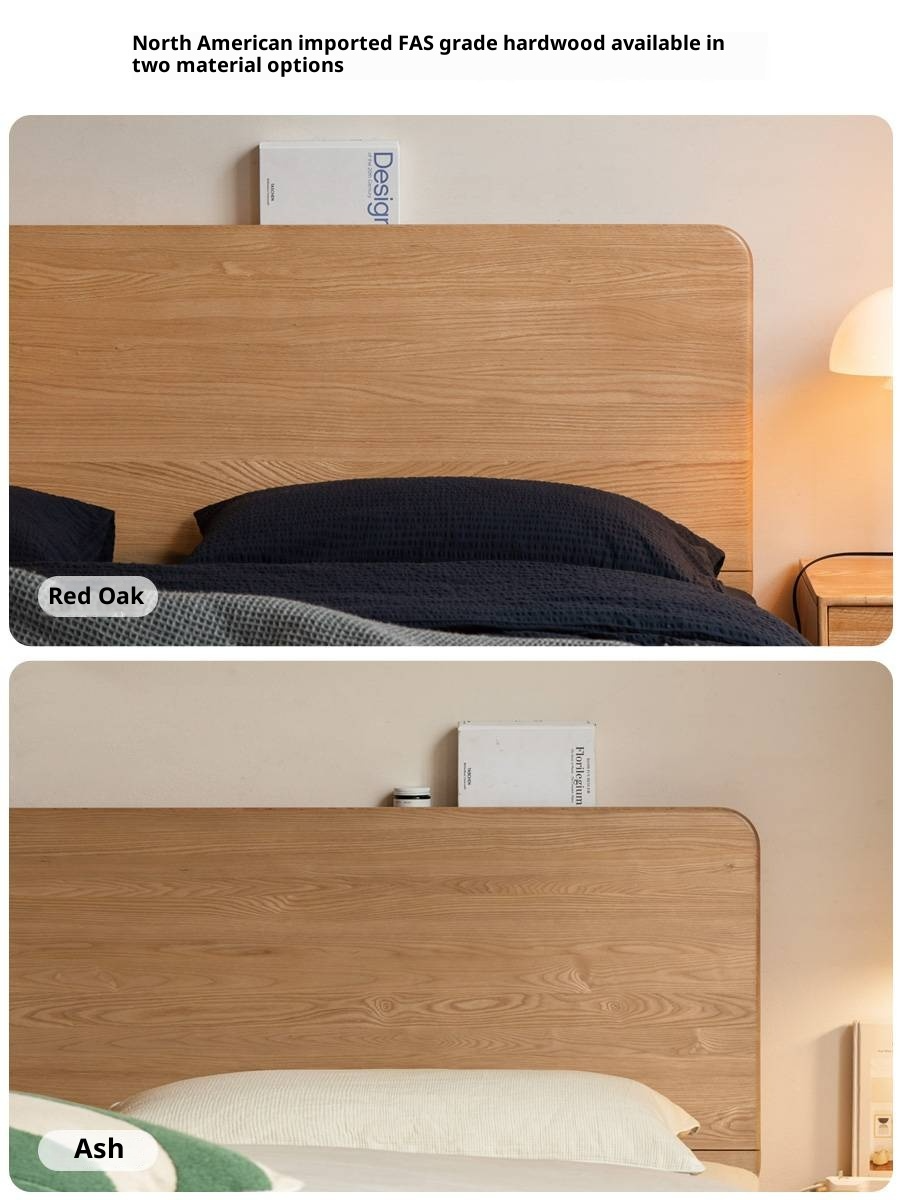 Oak, Ash Solid Wood Luminous Suspended Bed, Nordic Style