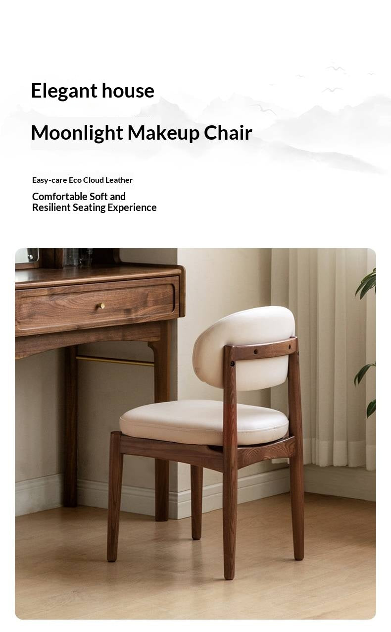 Black Walnut, Ash Solid Wood Modern White Soft Makeup Chair