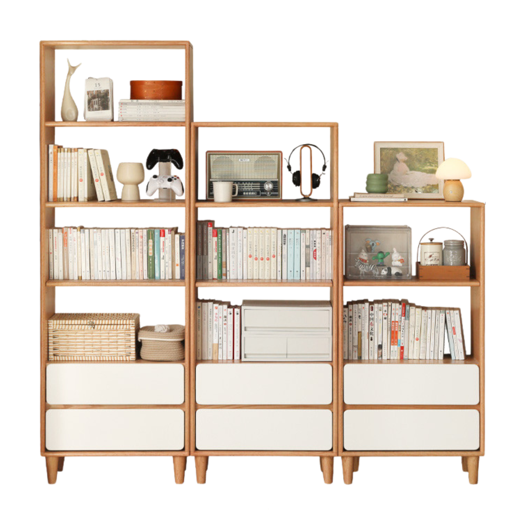 Oak solid wood modern storage bookcase<