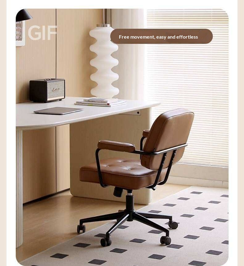 Leather Swivel Office Chair with Armrests