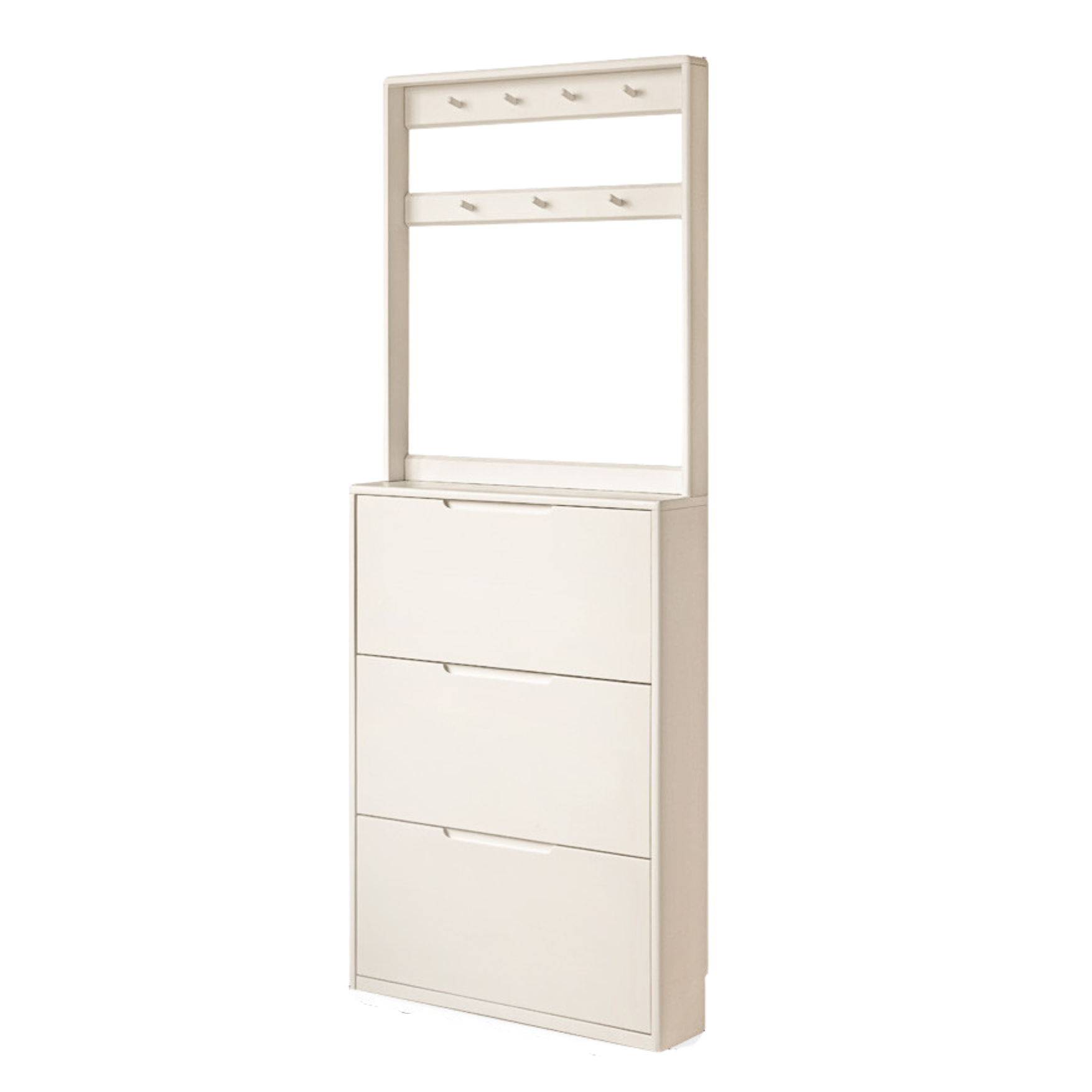 Poplar Solid Wood Cream Style Ultra-thin Shoe Cabinet ,