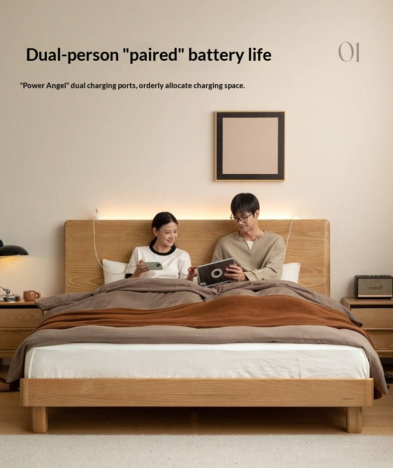 Ash, Beech Solid Wood Modern Simple Luminous Bed