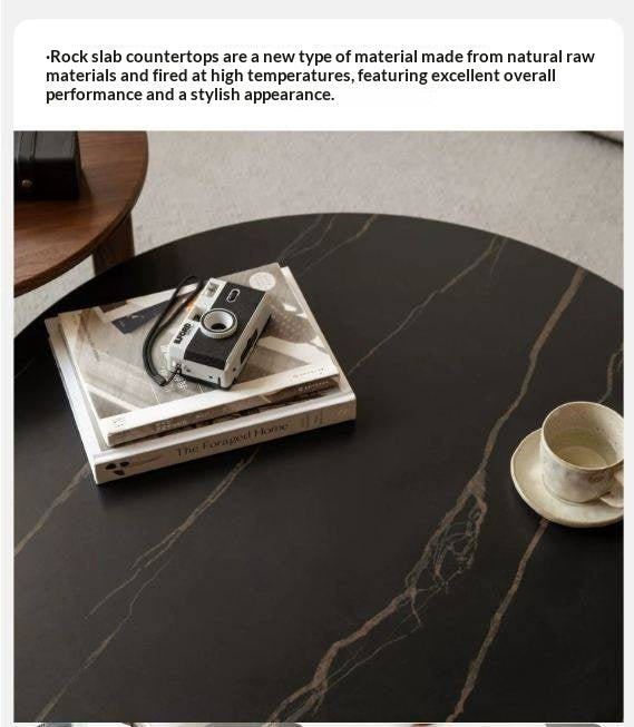 Black Walnut Solid Wood Combination Coffee Table Rock Surface