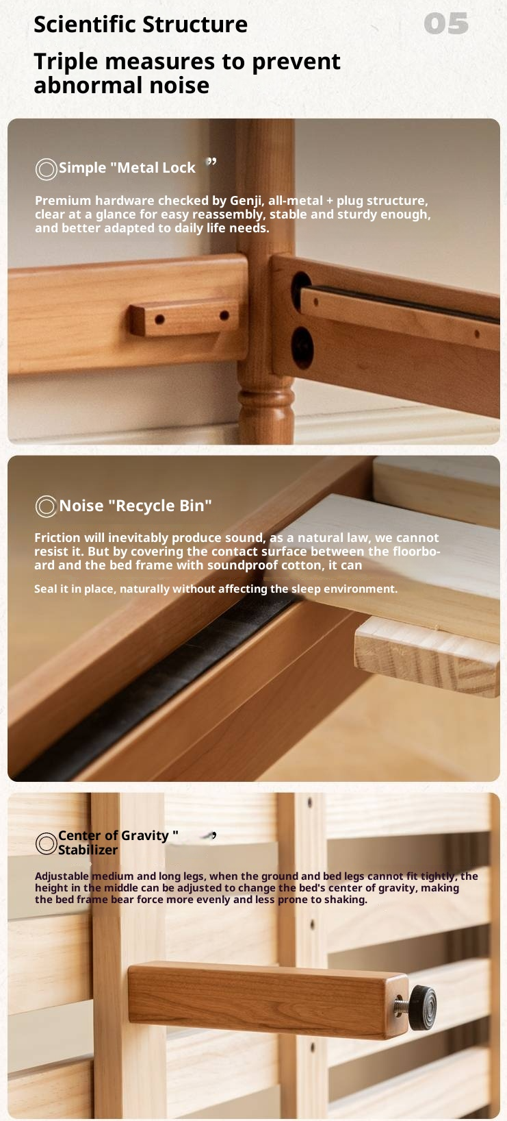 Cherry Solid Wood Soft Backrest Bed, French Retro Style