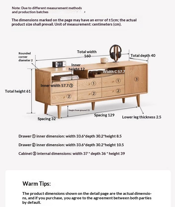 Oak Solid Wood Bedroom TV Cabinet
