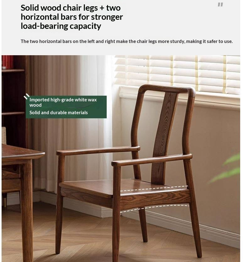 Black Walnut, Ash Solid Wood Backrest Dining Armchair