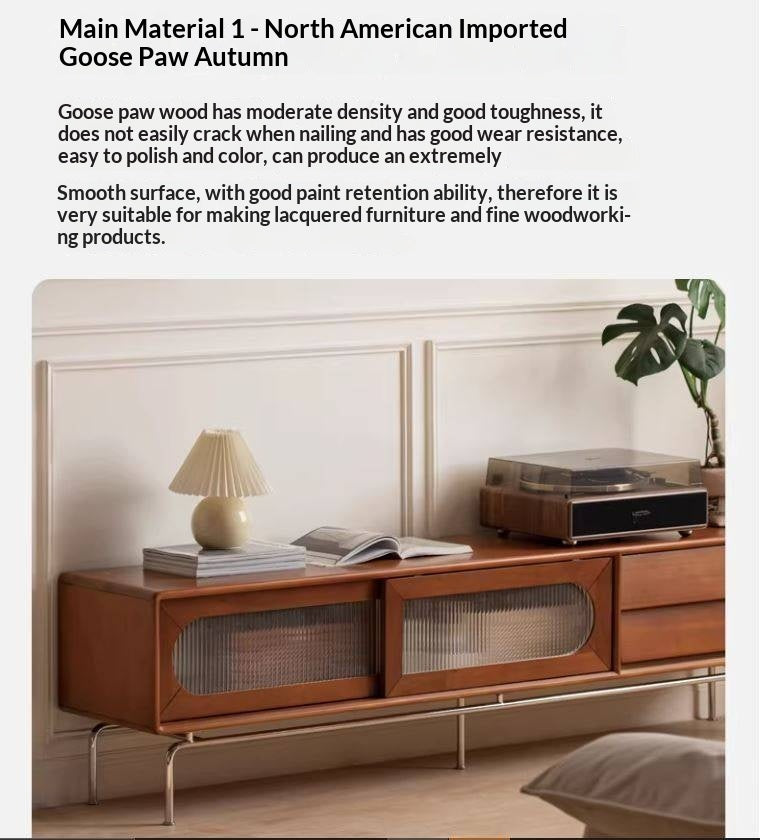 Tulipwood Solid Wood Light French TV Cabinet Sliding Door.