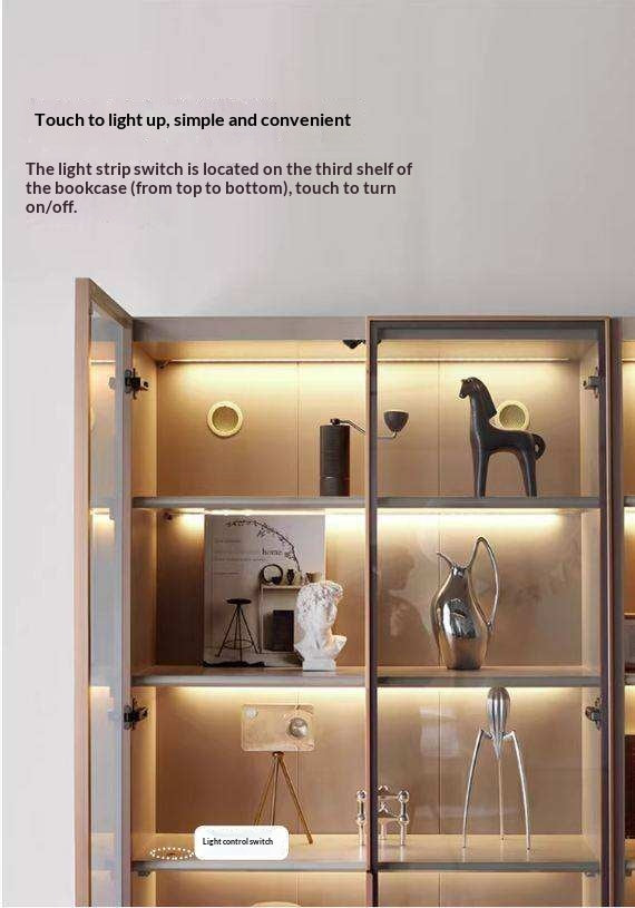 Solid RubberWood Combination Bookcase, Glass Door Cabinet