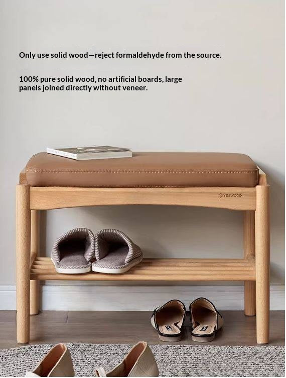 Back Walnut, Oak, Beech, Cherry Solid Wood Shoe Storage Bench