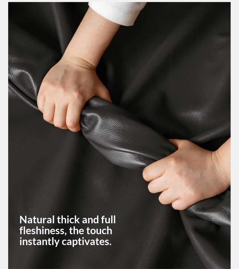 Genuine Leather Bed — Italian Light Luxury, Bauhaus Edge Design, Black Finish