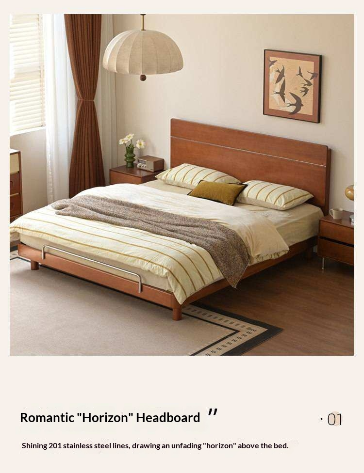 Poplar Solid Wood with High Headboard and Large Board Bed