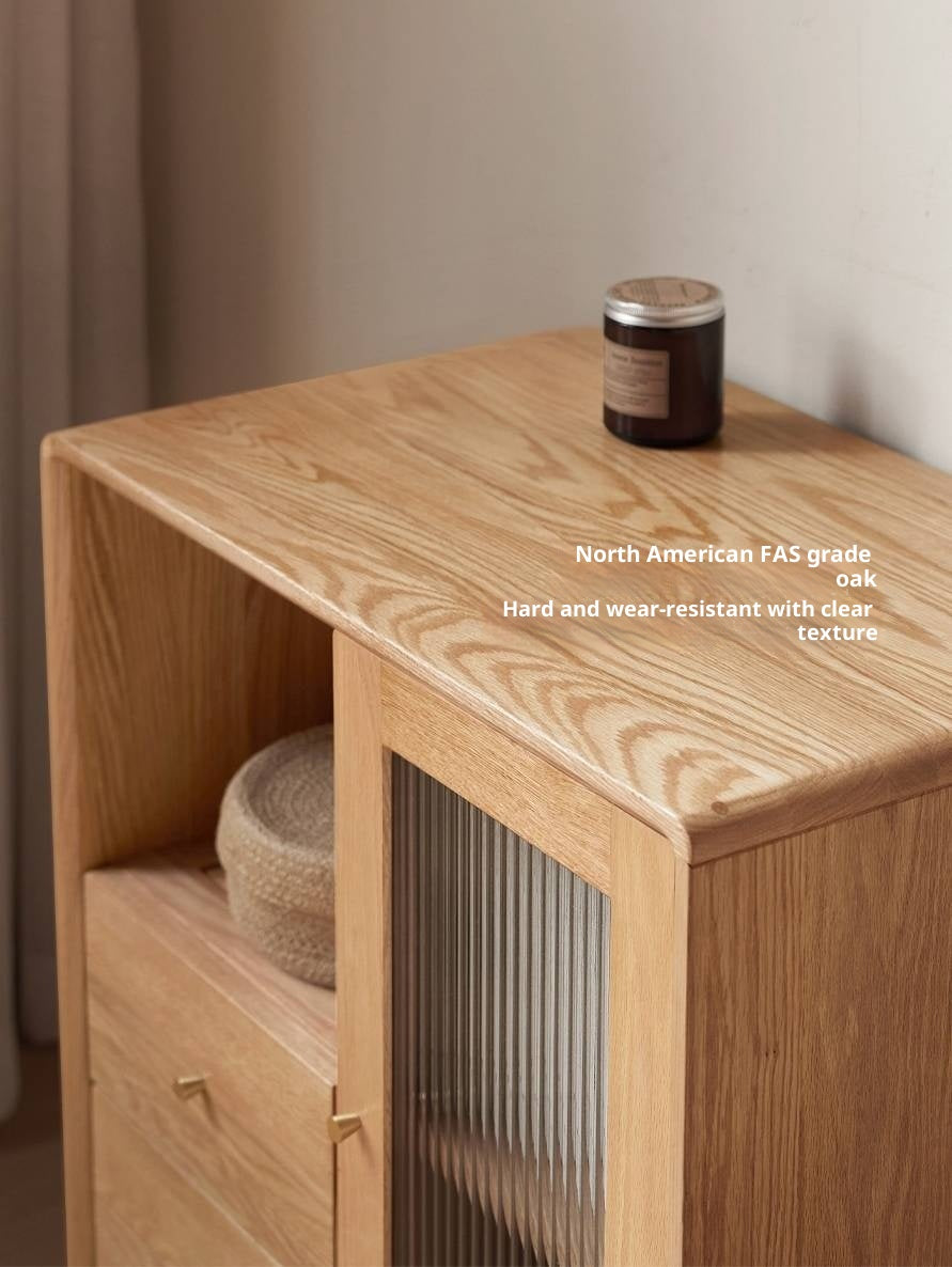 Oak, Beech Solid Wood, Solid Rubberwood Side Cabinet Nordic Style