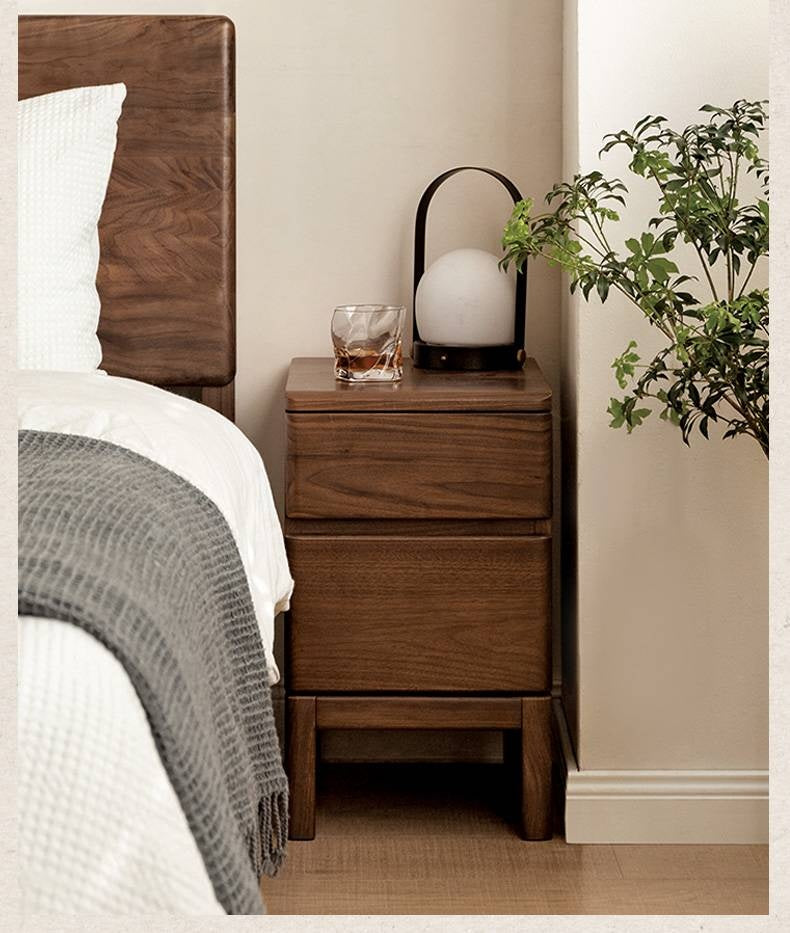Black Walnut, Ash Solid Wood Storage Nightstand