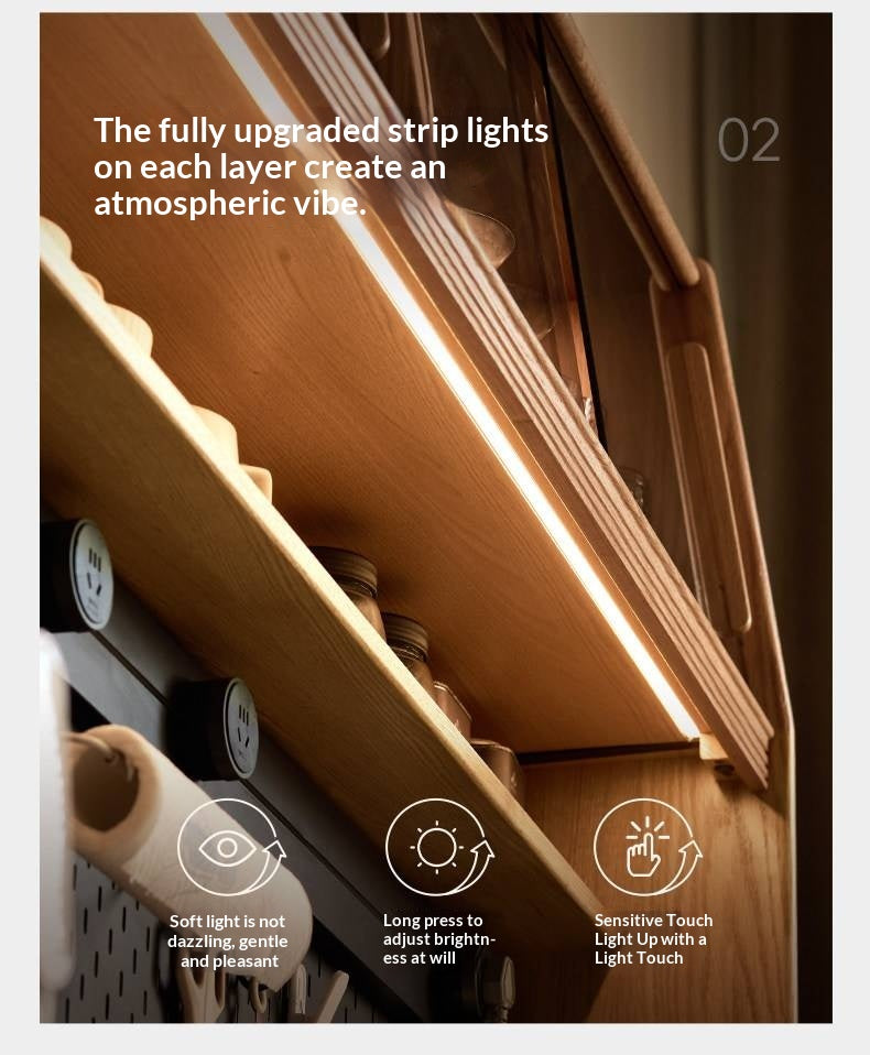 Oak Solid Wood Buffet Cabinet with Slab Surface, Sideboard