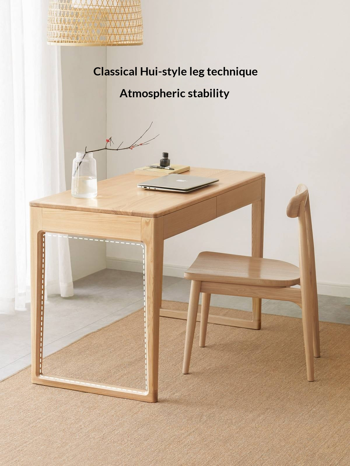 Ash Solid Wood Modern Computer Desk