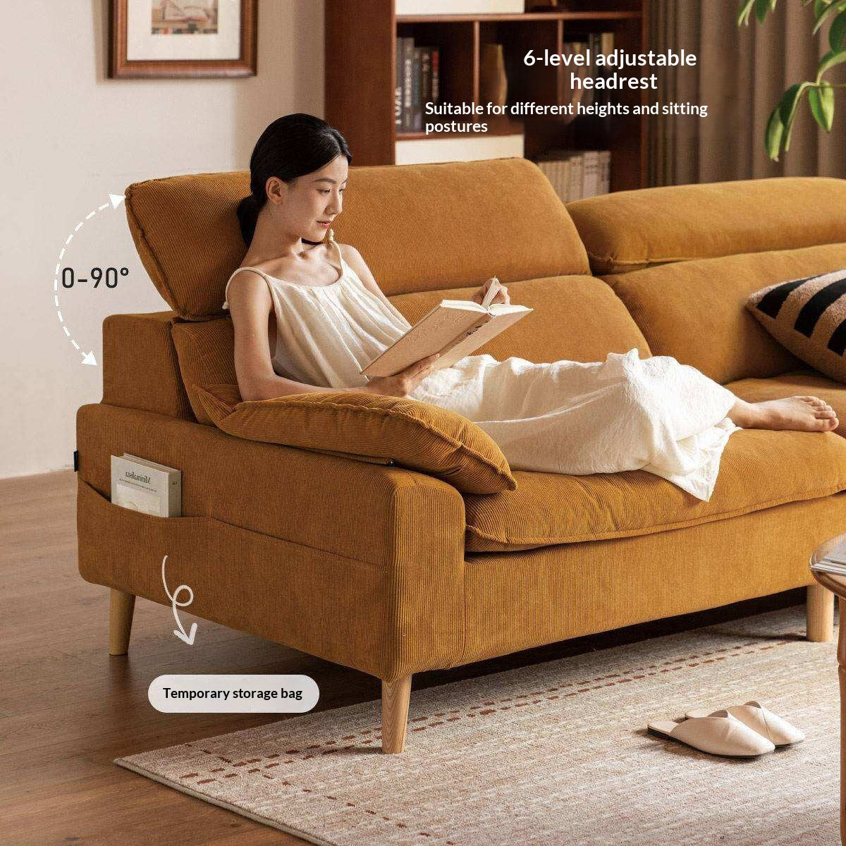 Fabric High Back Straight Sofa Modern