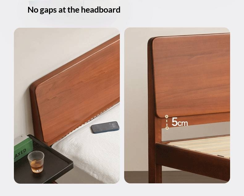 Poplar Solid Wood Bed — Retro Edge Vintage Slab Bed